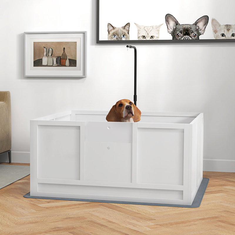 Boîte de mise bas pour chien avec support rétractable PawHut, H 19,75 po x l 39,25 po x P 41 po 