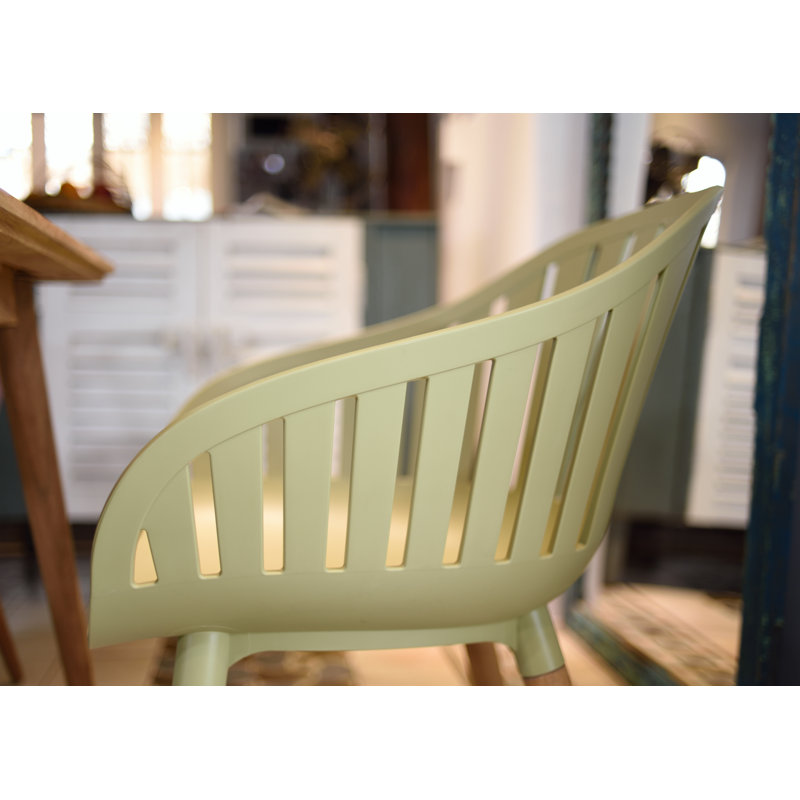 LifestyleGarden Fiji 2pc Outdoor Patio FSC Wood and Resin Dining Green Arm Chairs