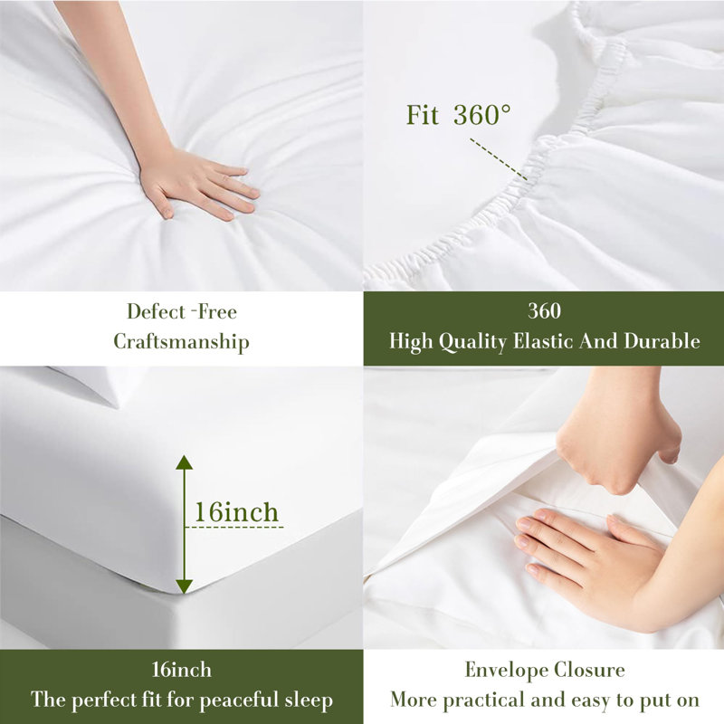 1000 Thread Count Egyptian-Quality Cotton Sheet Sets, King Sheet Set with 2 Pillowcases, White