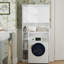 Armoire de rangement au-dessus de la toilette avec tablette réglable, portes doubles et tablettes ouvertes