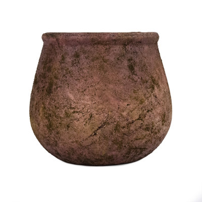 Vase de table en terre cuite brun patiné