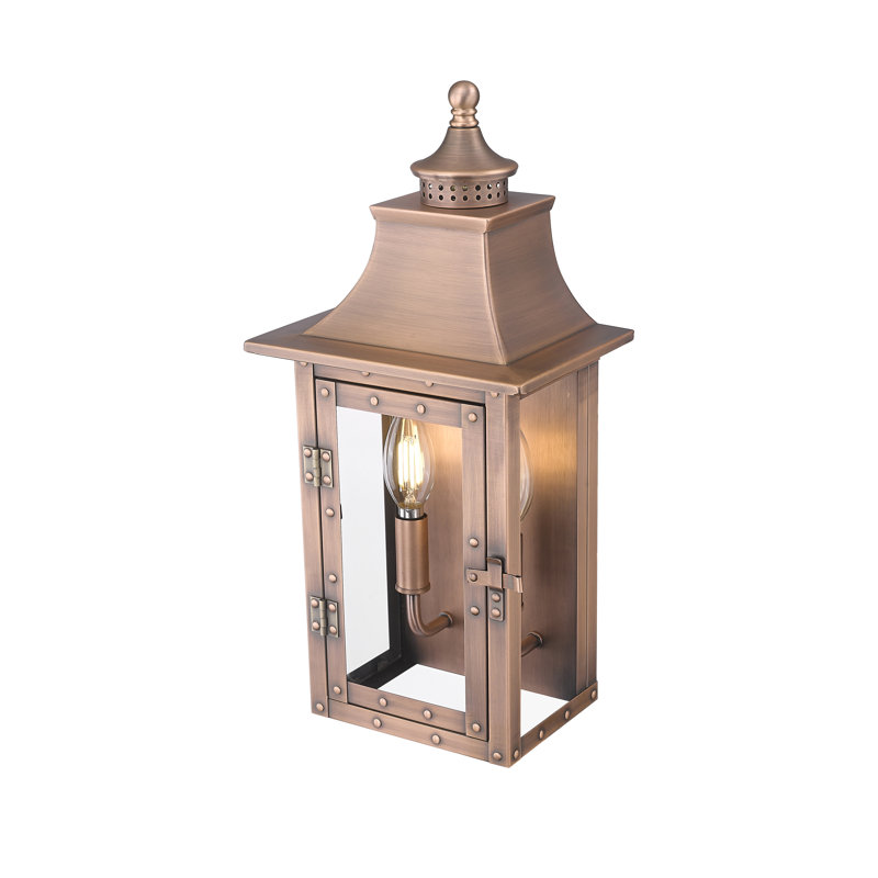 Lanterne murale d'extérieur 2 lumières H 16,5 po Dillion, Patine cuivre