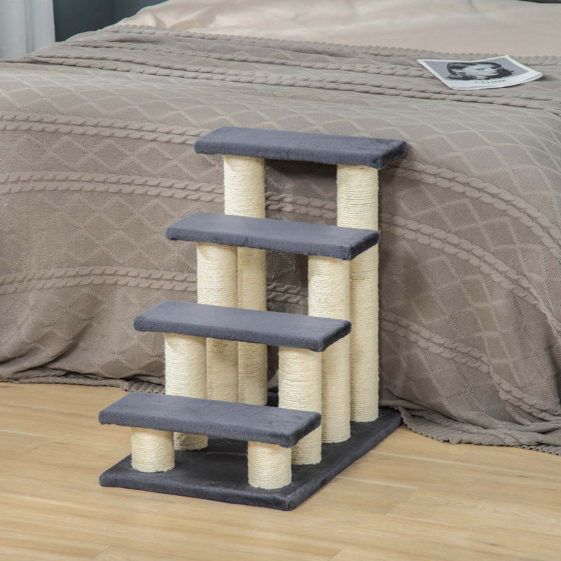 Gray Sisal Stair-Shaped Cat Tree with Scratching Posts