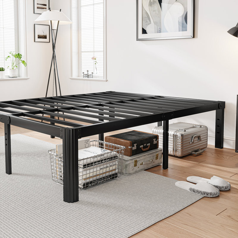 Roseann 18'' Heavy Duty Steel Platform Bed Frame with Round Corners, No Box Spring Needed, Noise Free, Queen