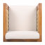 Ensemble de 2 fauteuils club d'extérieur, structure en bois d'acacia avec accoudoirs en osier et coussins beiges, capacité de 400 lb