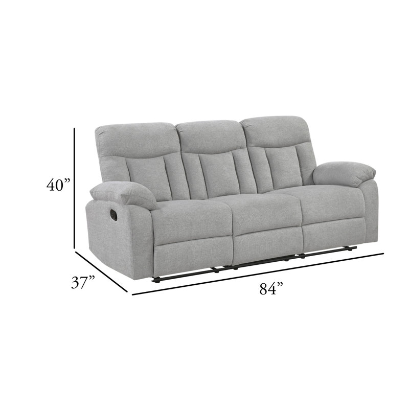 Canapé Juma, 3 places, accoudoirs moelleux, chenille grise touffetée