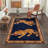 Oriental Vintage Twin Tiger Print Machine Washable Blue / Yellow Indoor Area Rug with Non-Slip Backing-128992575