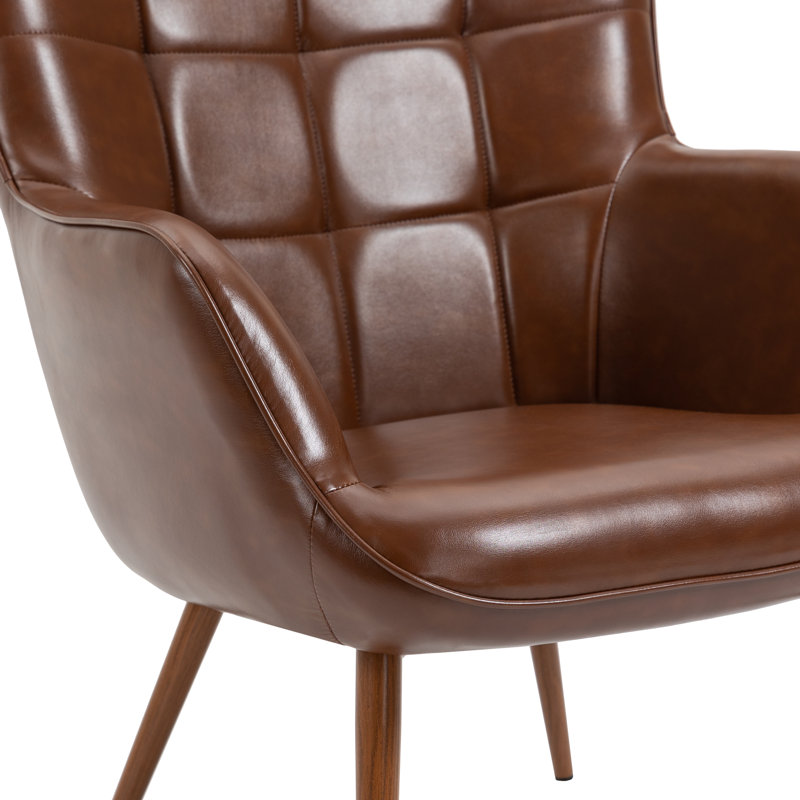 Carlanne 71.9 Cm Wide Tufted Armchair, Reddish Brown Faux Leather