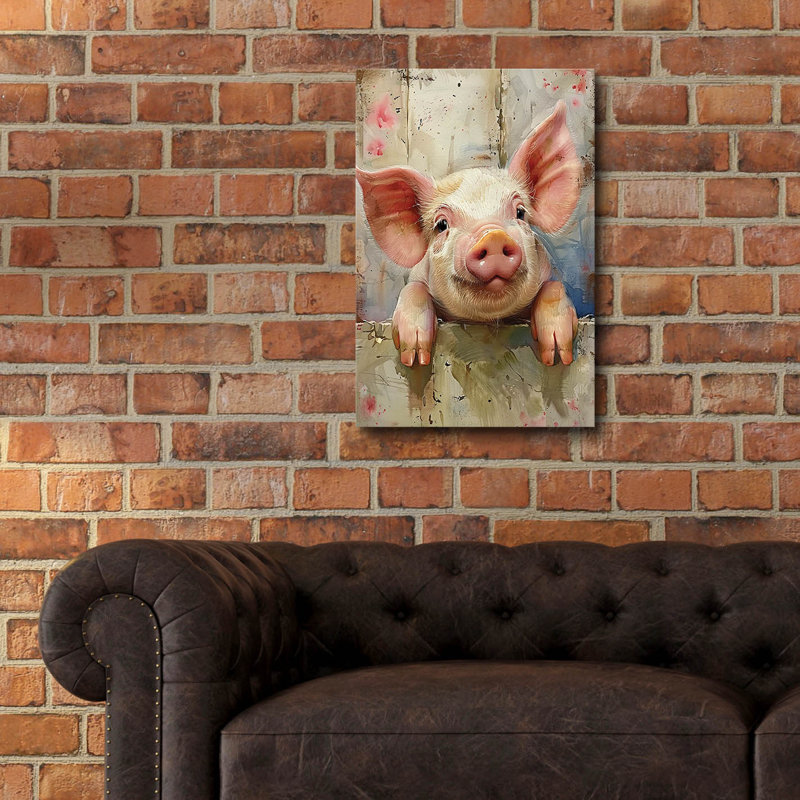 «Happy Pink Pig» par MomArt, verre mural, H 24 po x l 16 po x P 0,2 po