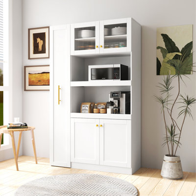 Versatile Farmhouse Kitchen Pantry Cabinet With Multi-Tier Shelves For Efficient Storage