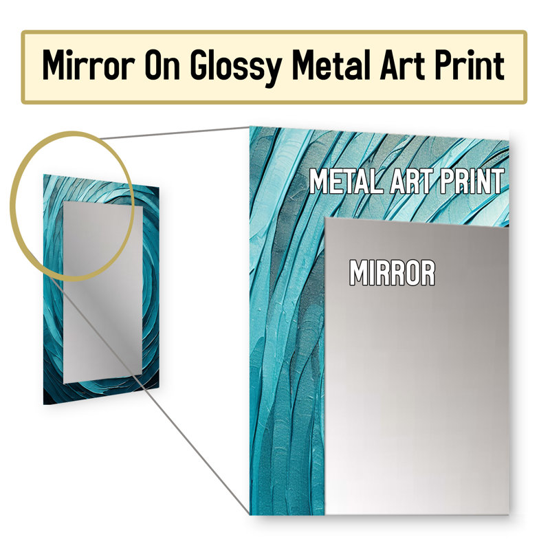 Teal Twist Tranquility Spiral II - miroir spirales abstraites, 32 po x 24 po
