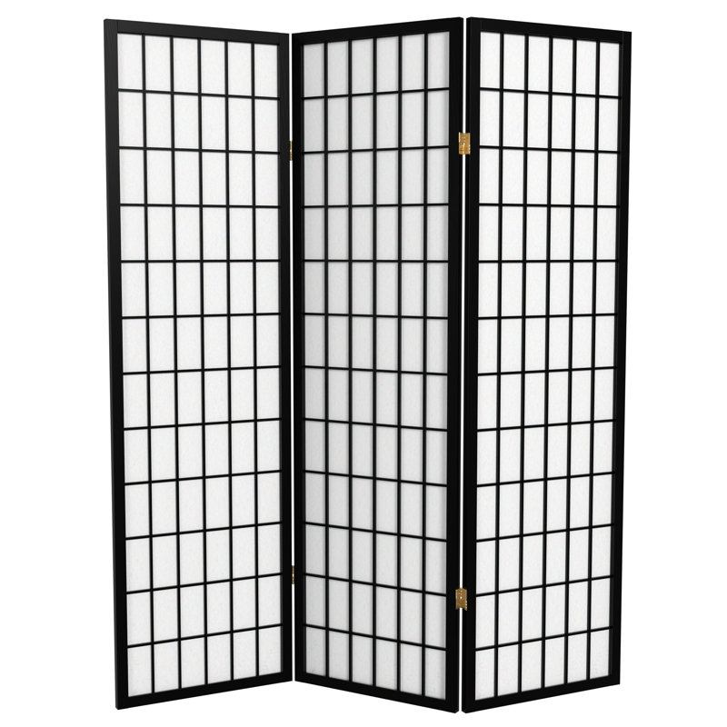 Paravent haut pliable 58,75 "Alex, Noir, 3 panneaux