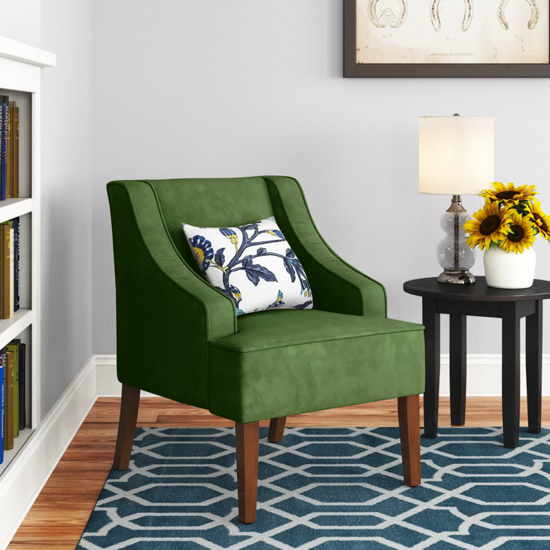 Fauteuil d'appoint incurvé Daryann, Velours performance vert forêt Bella