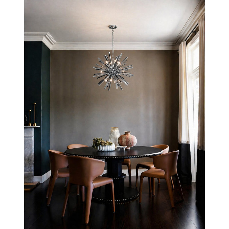 Rosa Modern 8-Light Sputnik Glass Chandelier , Chrome