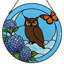 Panneau de vitrail 12 "H Owl Butterfly-1331386470