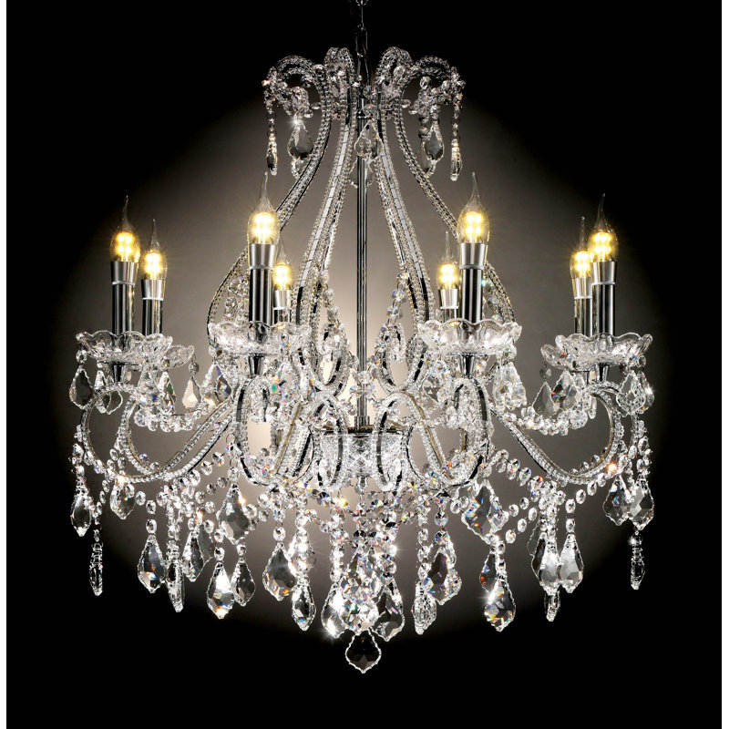 Lustre empire 8 lumières de style bougie avec accents de cristal Moultry