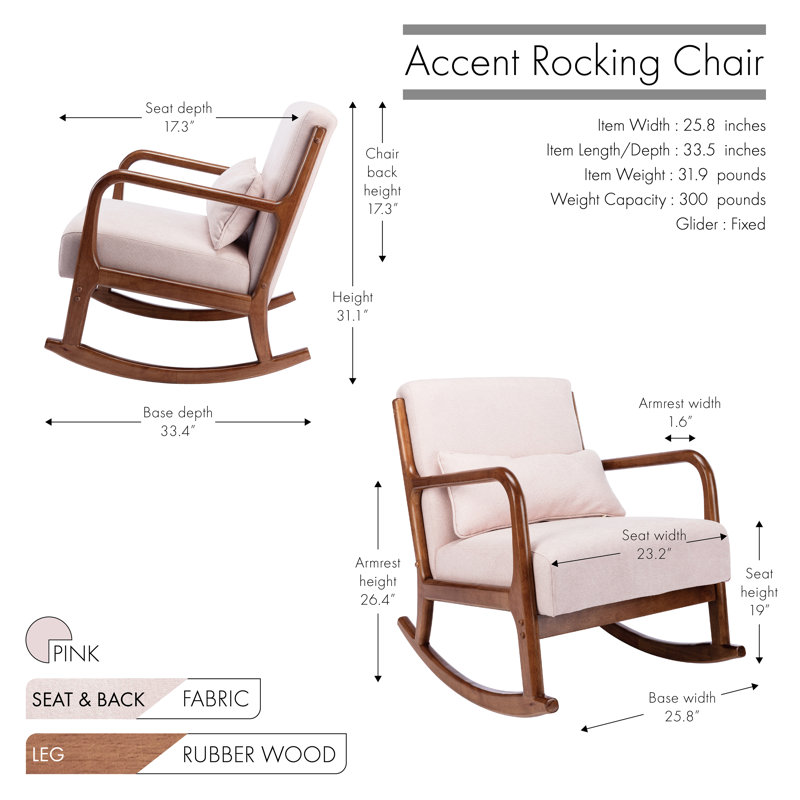 Alcone 65.5 cm Wide Rocking Armchair, Pink