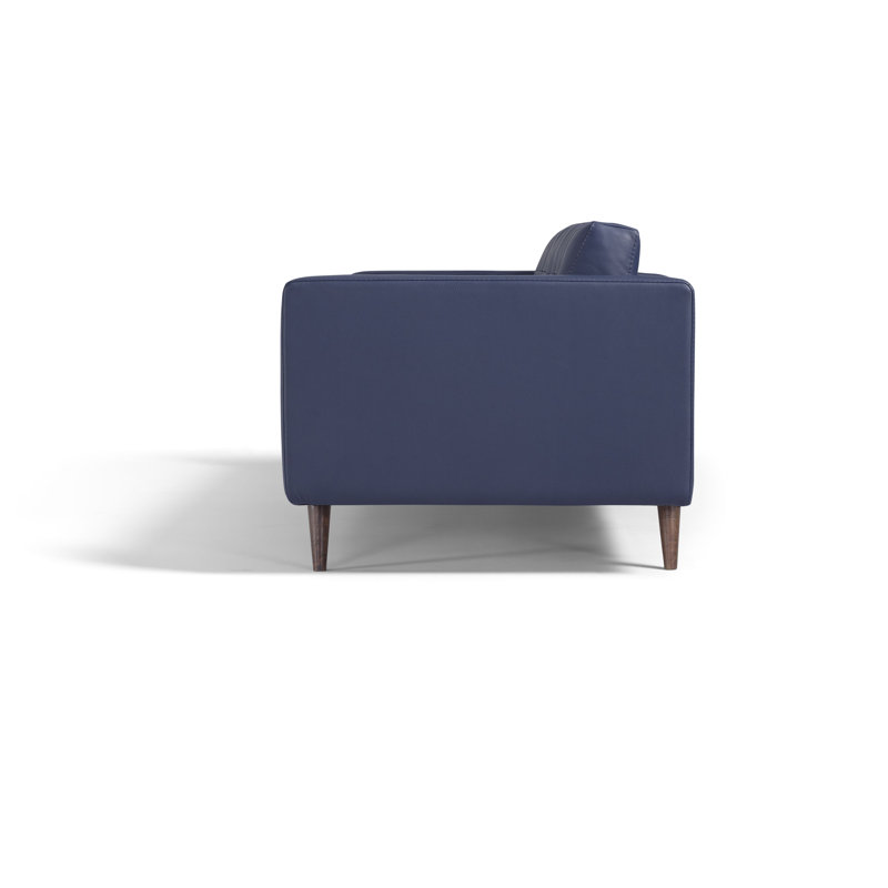 Burdett 67" Genuine Leather Loveseat, Blue Prussia Genuine Leather