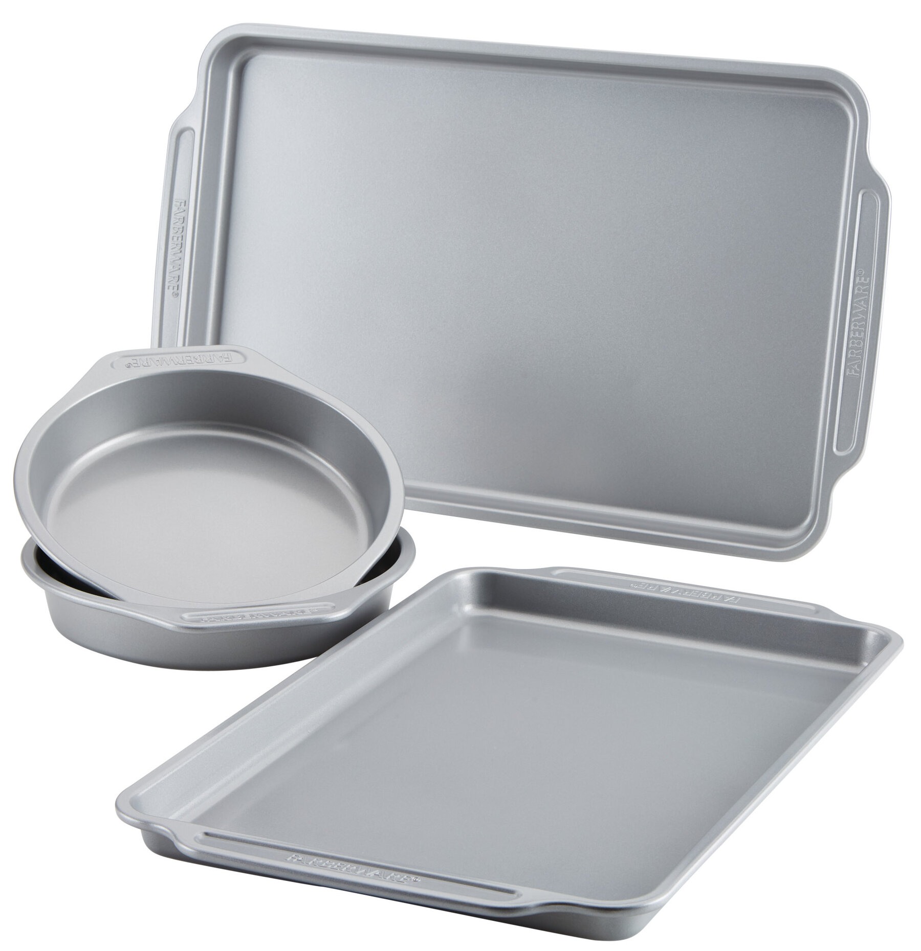 Farberware Specialty Bakeware Nonstick Pressure Cookware Bakeware Set, 4-Piece, Gray