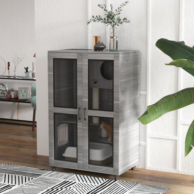 Maison pour chat de luxe avec roues Pawhut, cage pour chat Catio