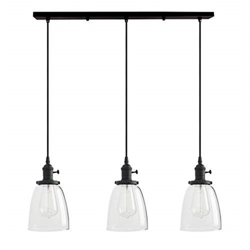 3 - Light Kitchen Island Pendant, Black