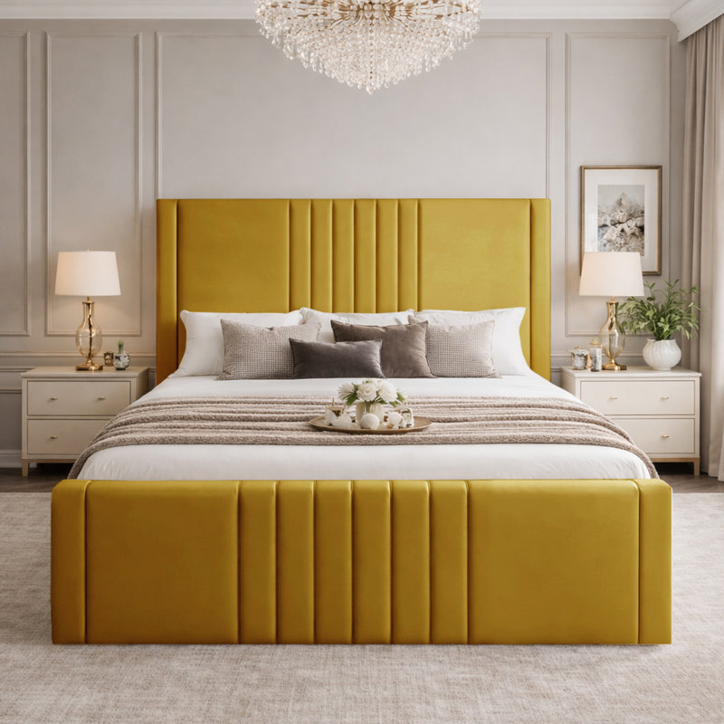 Haisley Upholstered Storage Bed Frame, Turmeric, Super King (6')