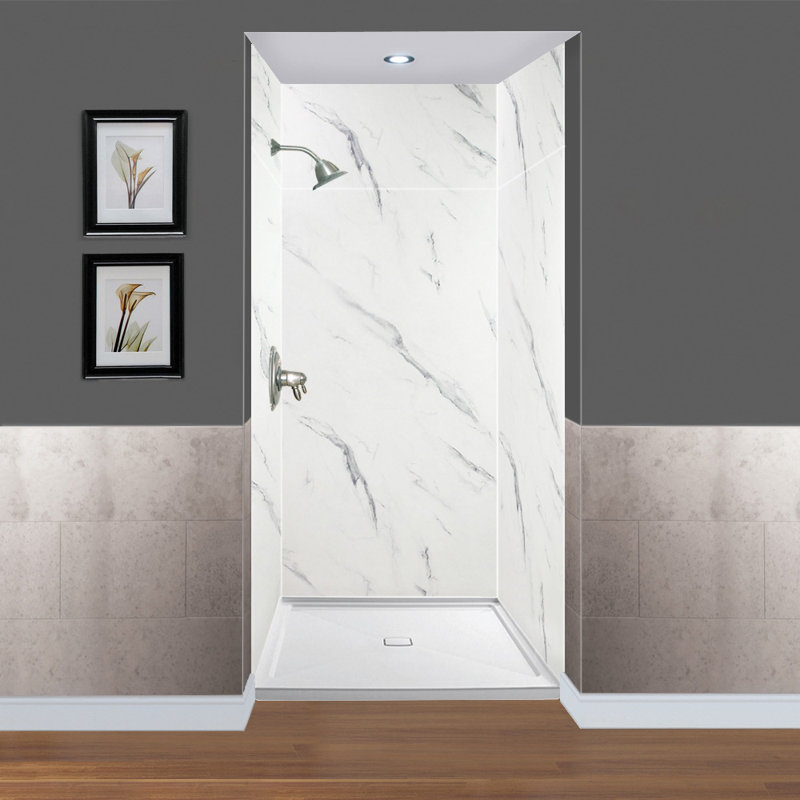 Expressions 6 Panel Shower Wall, Bianca, 96" H x 48" W x 48" D