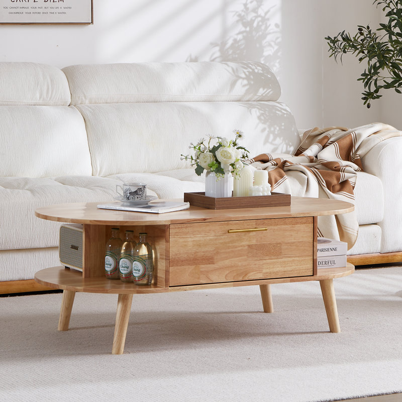 Solid Wood Coffee Table With 2 Drawers