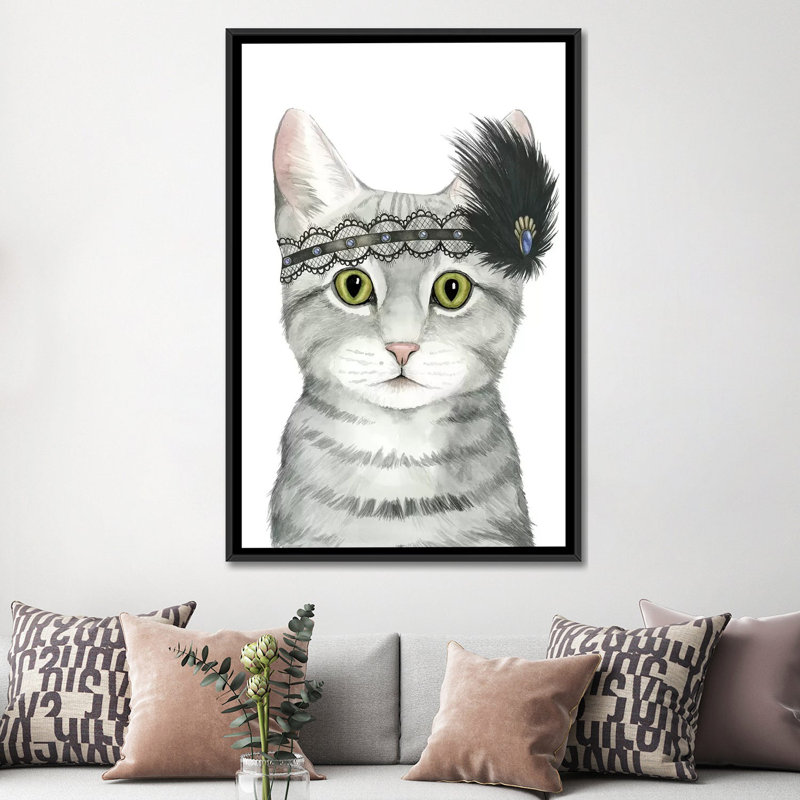 « downton cat iii », impression sur toile, H 26 po x l 18 po x P 1,5 po, Toile avec cadre noir, Pas de tapis