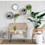 Pot à fleurs mural Vintage 5 - fer gris avec tablettes en bois, pots à miroir, poches profondes et demi-lune