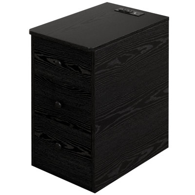 Modern Narrow Nightstand With Charging Station - 3-Drawer Storage