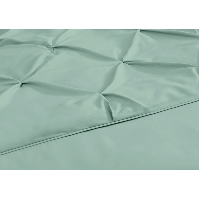 Ensemble d'édredon en microfibre 7 pièces Sydney Pintuck, Très grand californien, Vert écume de mer