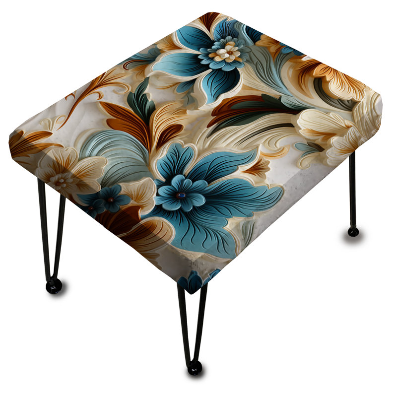 Repose-pieds Rustic Paisley Gold Turquoise Gardens II - Floral