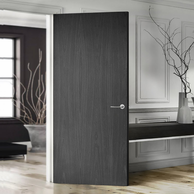 Dalle de porte intérieure noire en composite à noyau creux lisse, 22 po x 90 po