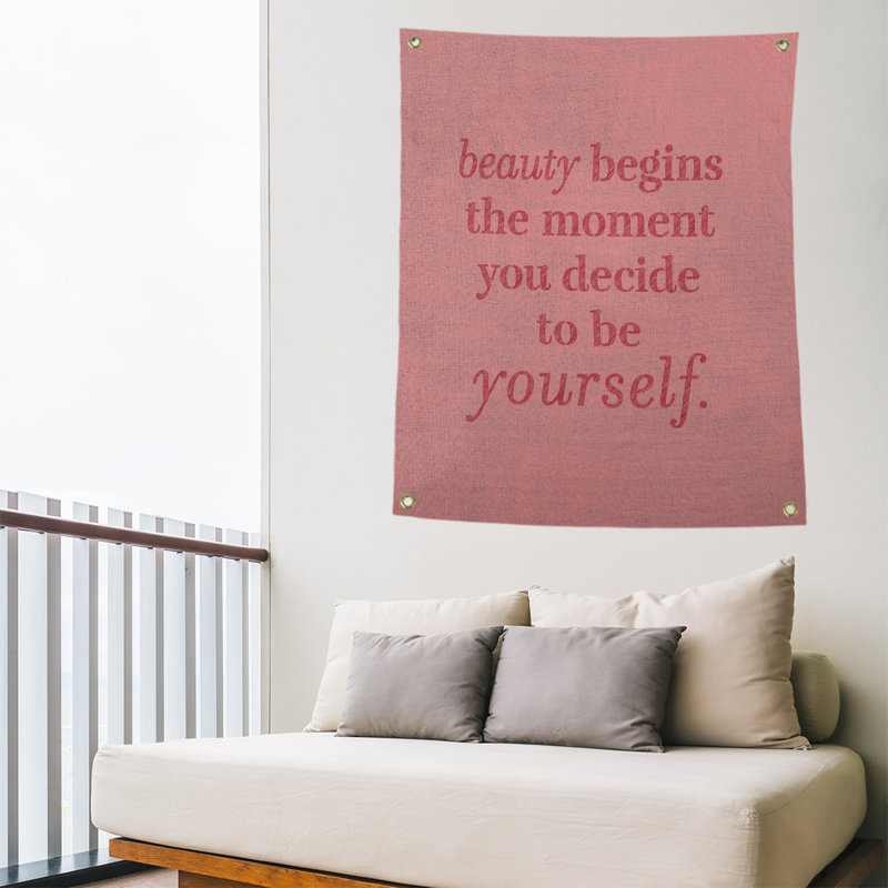Tapisserie citation en polyester true, H 36 po x l 26 po, Rouge