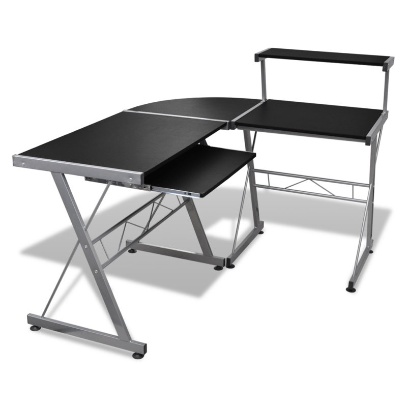 L-Shaped Computer Desk, 99cm H x 132cm W x 112cm D, Black