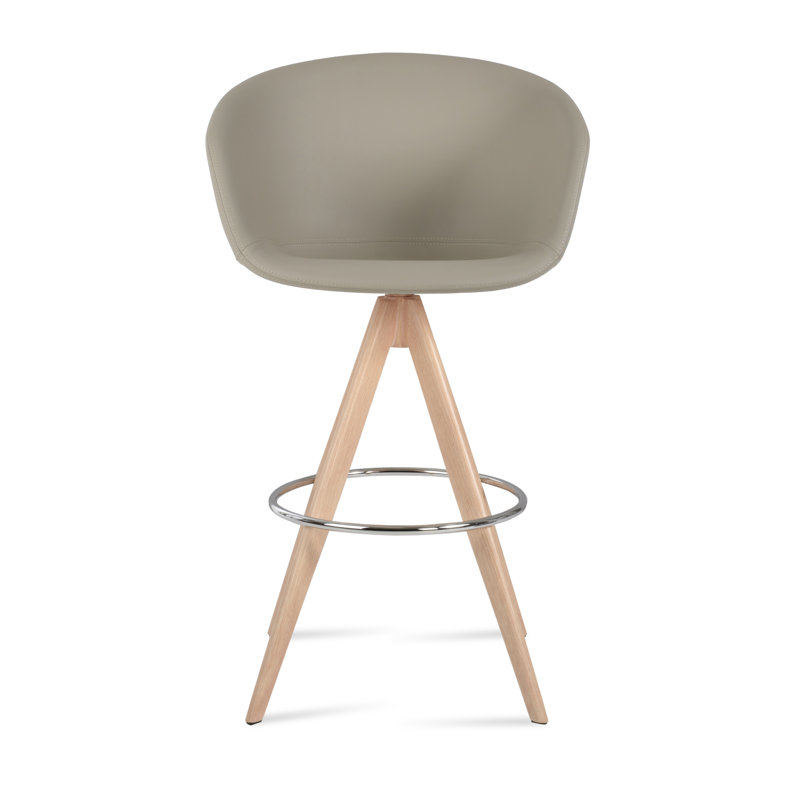 Tabouret de bar Tribeca Pyramid, Naturel, Tabouret de comptoir (siège d'une hauteur de 27 p, Similicuir os