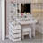 41" Large Size Left Bedside Cabinet Vanity Table+Cushioned Stool, Extra Large Touch Control LED Mirror, 3-Color Switch, Multi Layer High Capacity Storage Fashionable Dresser, Suitable For Large Space-958293295