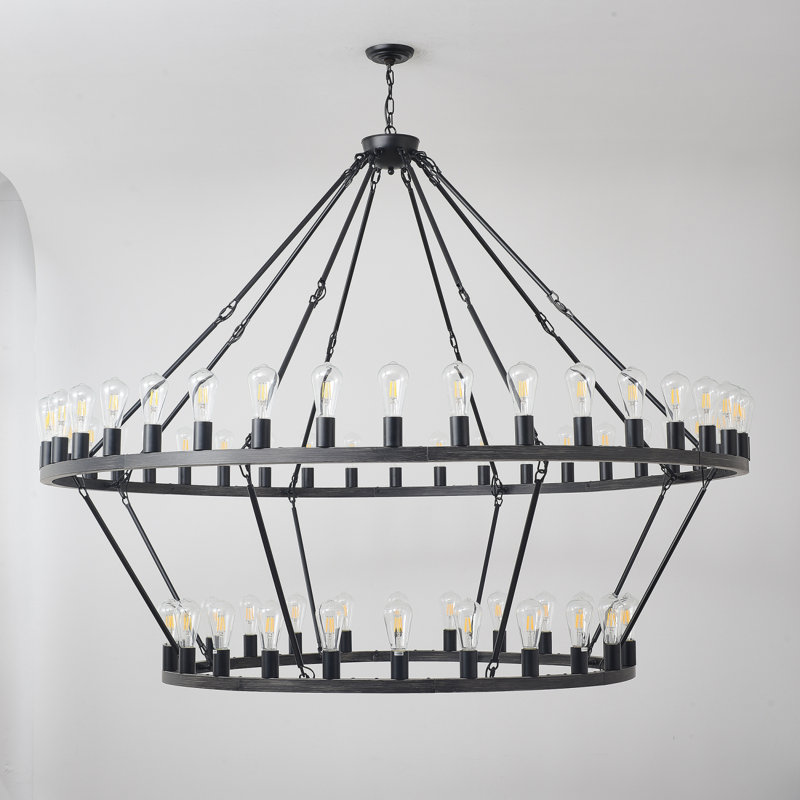 59-Inch Wagon Wheel Chandelier with Adjustable Height