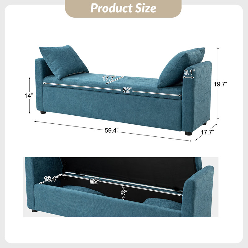 Banc de rangement Aristides, Chenille bleu