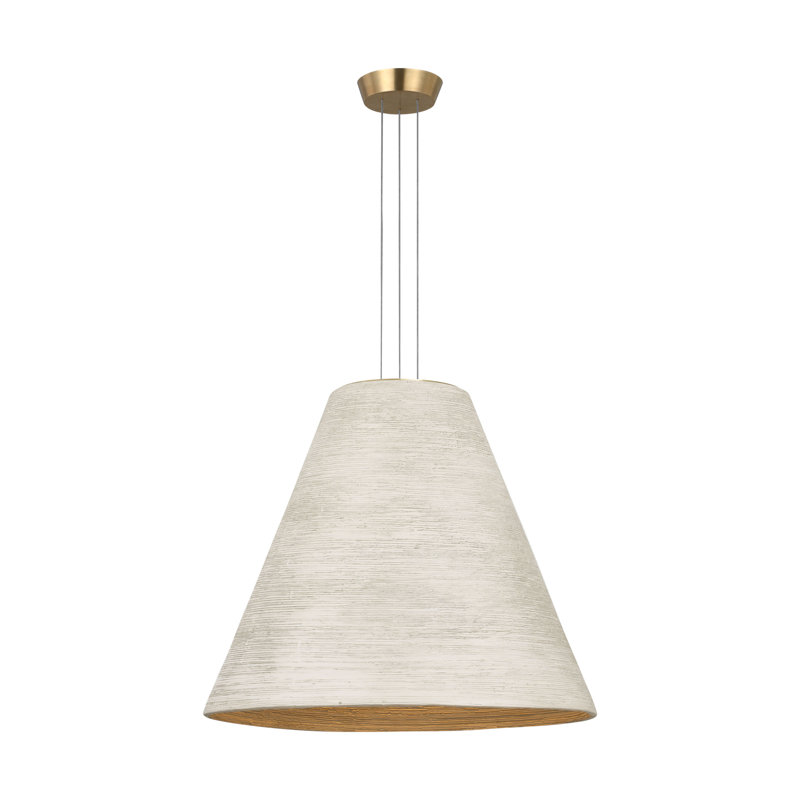 Visual Comfort Modern 1 - Light LED Pendant, 25.8" H x 21" W x 21" D, Cream/Hand Rubbed Antique Brass