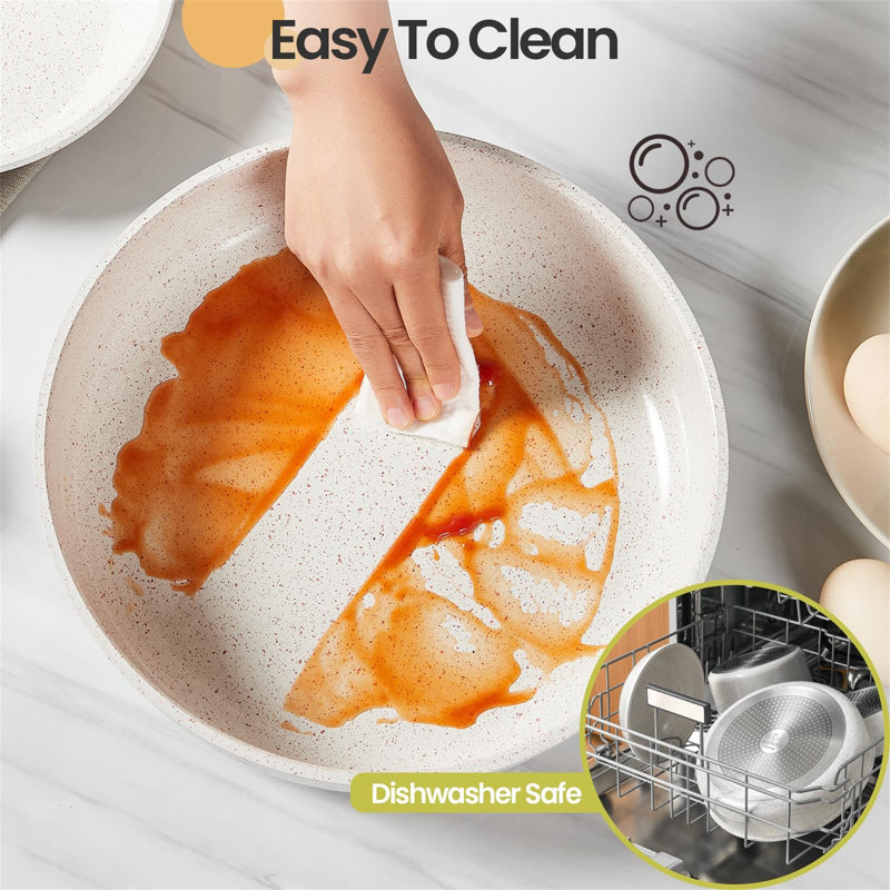 23-Piece White Granite Nonstick Aluminum Cookware Set with Detachable Handles