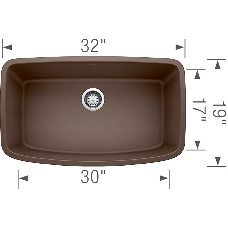 Valea SILGRANIT 32" Super Single Undermount Kitchen Sink, Café Brown