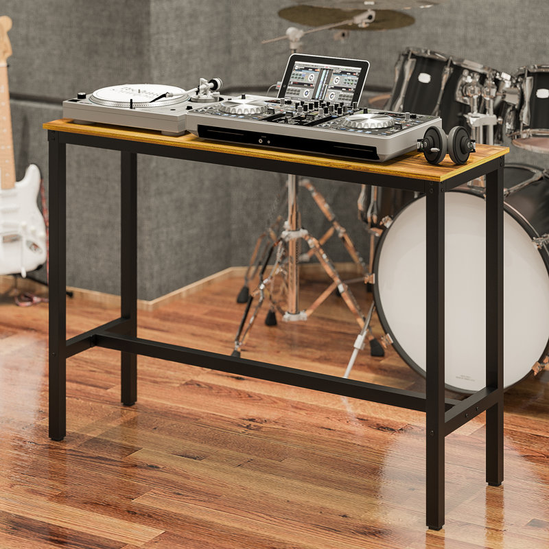 Amner Metal Base Dining Table, 39.37" H x 55.11" L x 17.71" W, Teak