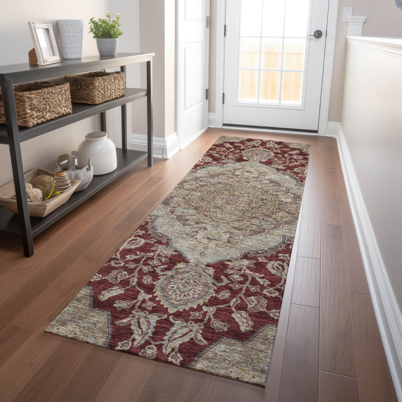 Celia Red Washable Indoor-Outdoor Rug - , 2'3" x 7'6"