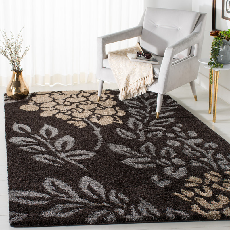 Tapis floral à poils longs Chanhassen, Rectangle 8 pi x 10 pi