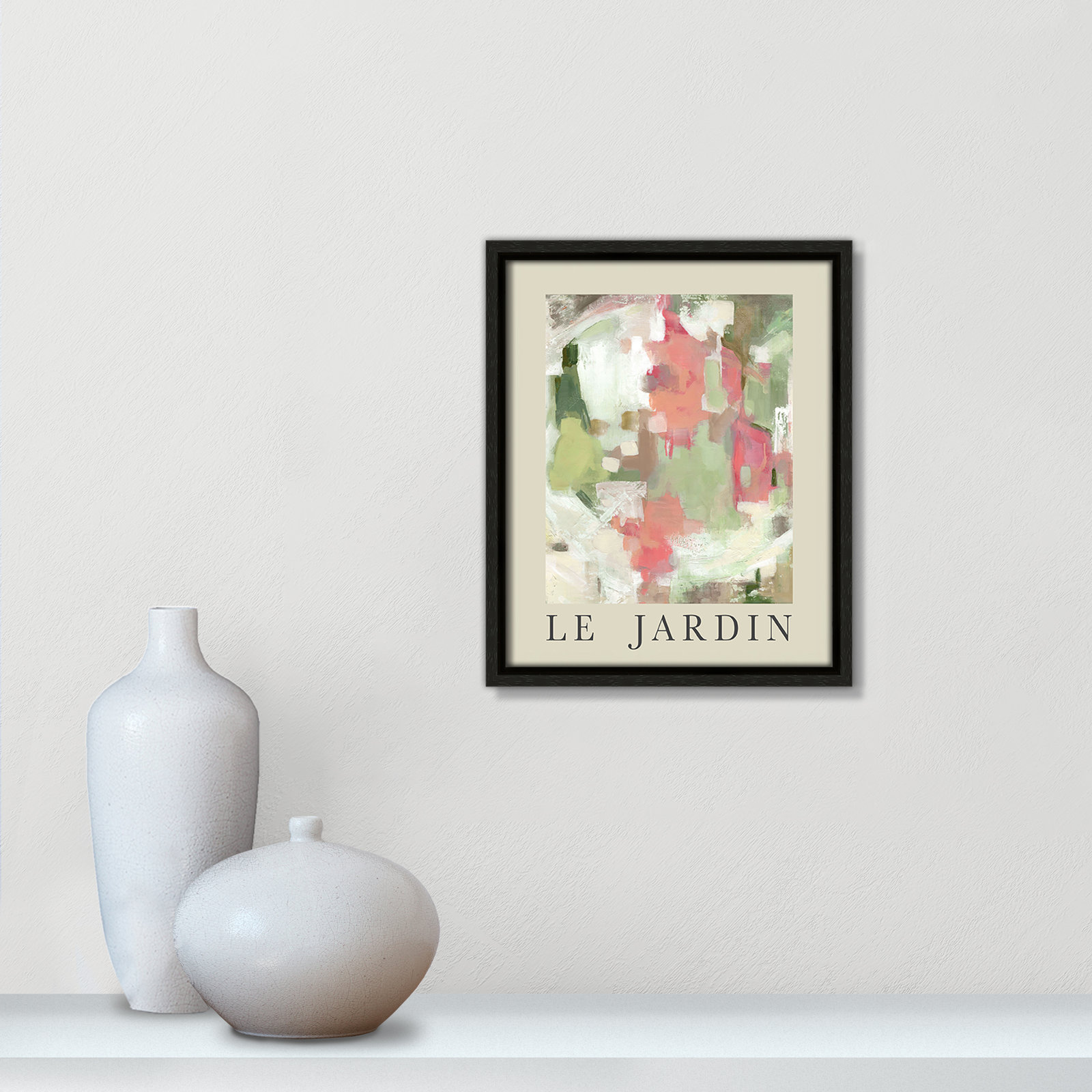 Riya "Le Jardin" Print by Carol Robinson, Espresso Floater Frame, No, 11.5" H x 9.5" W x 2" D