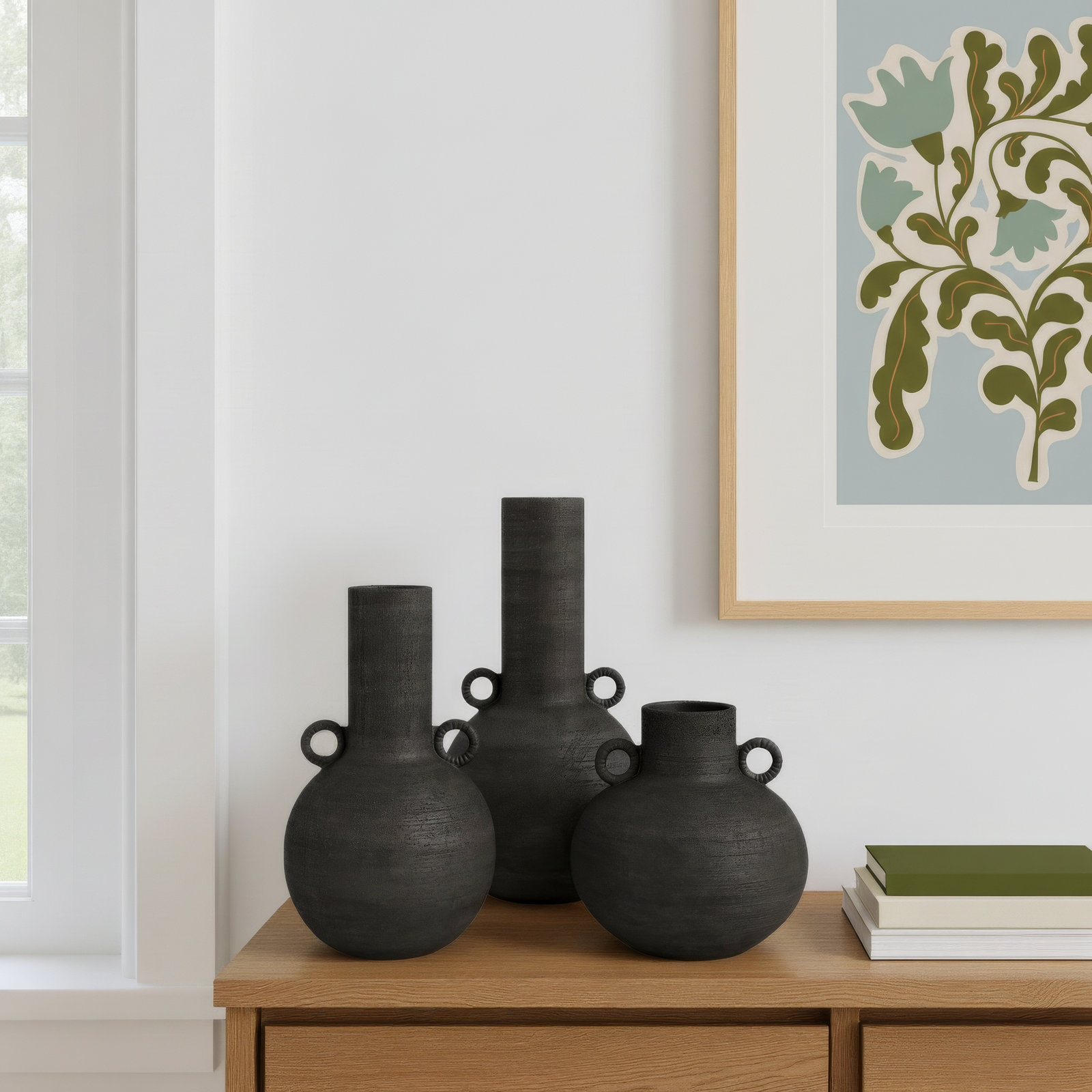 Iyanna 15'' Ceramic / Porcelain Table Vase, Black