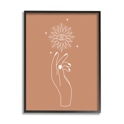 " Ochre Hand Reaching Solar Stars Astral Design " by JJ Design House LLC