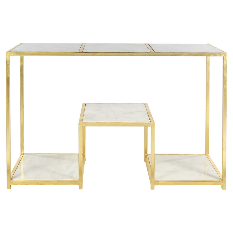 Console San Francisco, Marbre de Carrare / feuille d'or, H 36 po x l 58 po x P 20 po